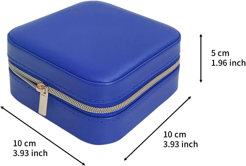 Jewelry Case with Mirror, Small Travel Jewelry Organizer, Portable Mini Storage Box for Rings, Earrings, Necklaces, Gift for Mom, Girl, Daughter, Bridesmaids, Mother's Day Gift (NavyBlue-4packs)