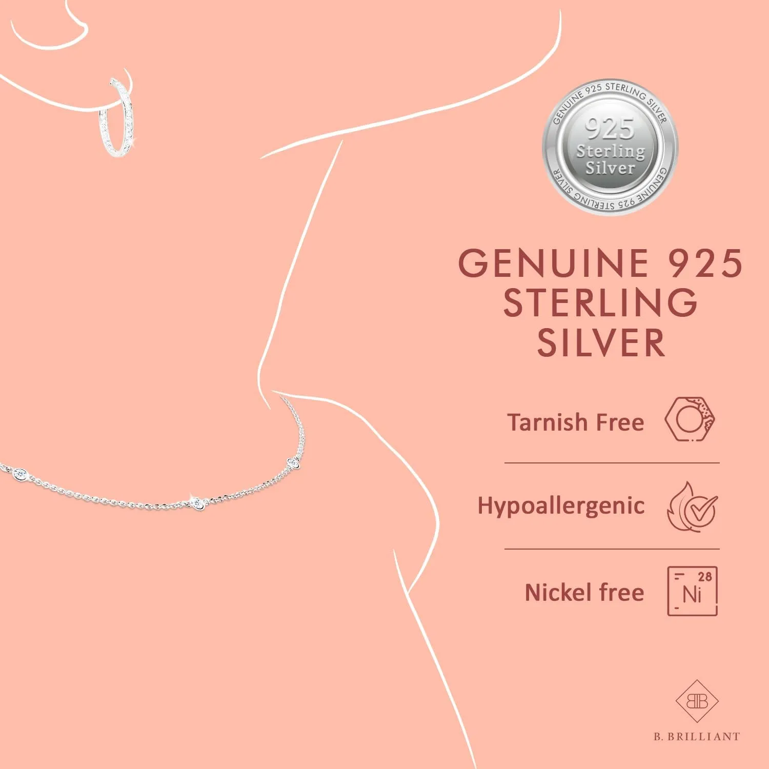 Jewelry Sets for Women, Necklace and Earring Sets for Women, Birthstone Jewelry, Genuine or Synthetic Gem, 5mm Round Solitaire, Pendant Necklace, Short Necklace, Stud Earrings, Sterling Silver Jewelry