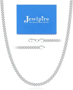 Jewlpire Father's Day Gift 3.5mm Miami Cuban Link Chain Necklace for Men, 14K Over Gold/Stainless Steel Chains for Men, No Tarnish Mens Jewelry Gifts16 18 20 22 24 26 Inch