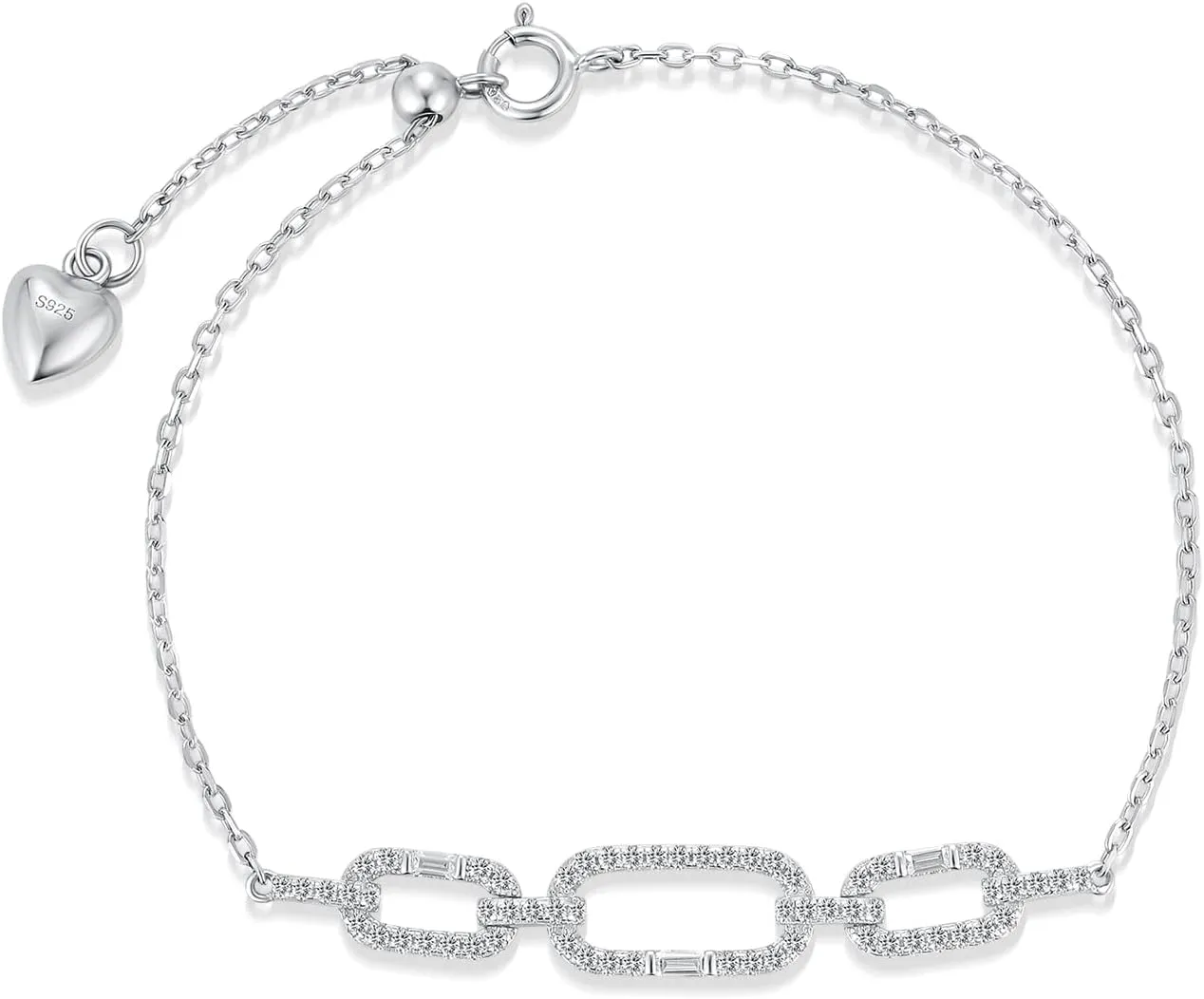 jiamiaoi 18K White Gold plated Sparkle Tennis Bracelet for Women 925 Sterling Silver Simulated Diamond Bracelet mit Brilliant 5A  Zirconia Diamond Bracelet Silver/Gold for She,Mother,Friend