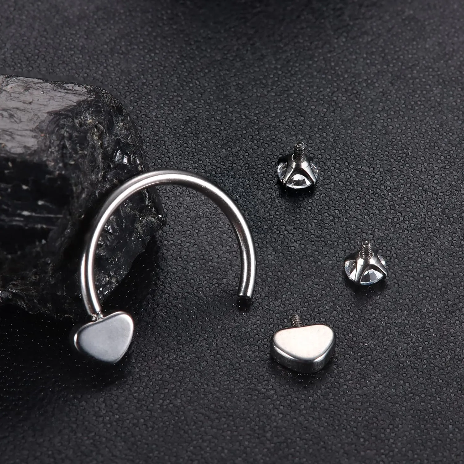 Jstyle 16g Septum Rings for Women Men, Implant Grade G23 Titanium Septum Ring, Internally Threaded Horseshoe Hoop Helix Daith Cartilage Tragus Earrings, Circular Barbell Piercing Jewelry