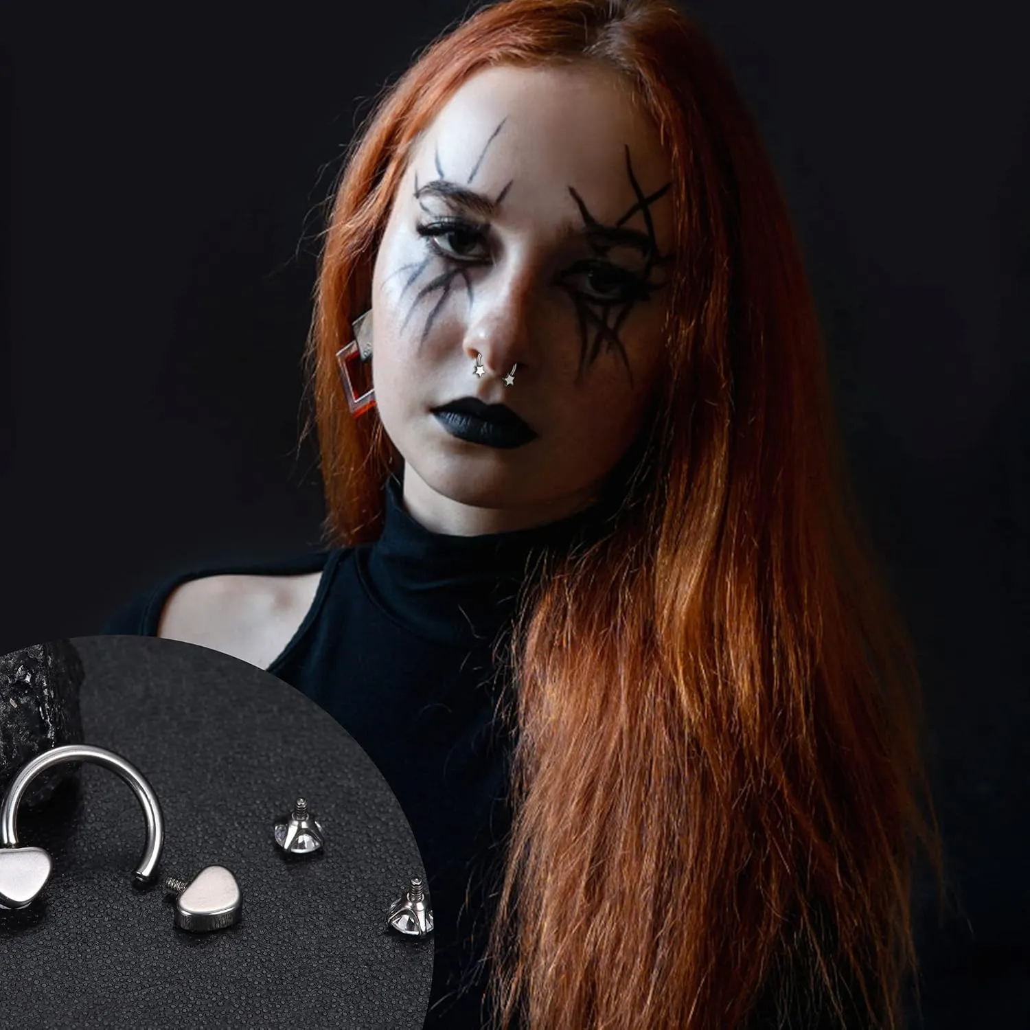 Jstyle 16g Septum Rings for Women Men, Implant Grade G23 Titanium Septum Ring, Internally Threaded Horseshoe Hoop Helix Daith Cartilage Tragus Earrings, Circular Barbell Piercing Jewelry