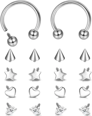 Jstyle 16g Septum Rings for Women Men, Implant Grade G23 Titanium Septum Ring, Internally Threaded Horseshoe Hoop Helix Daith Cartilage Tragus Earrings, Circular Barbell Piercing Jewelry