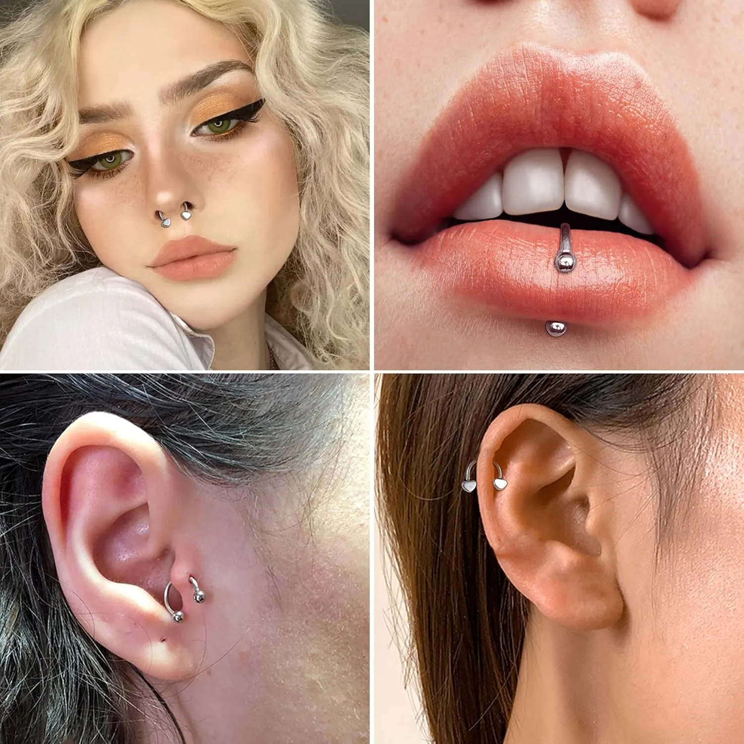 Jstyle 16g Septum Rings for Women Men, Implant Grade G23 Titanium Septum Ring, Internally Threaded Horseshoe Hoop Helix Daith Cartilage Tragus Earrings, Circular Barbell Piercing Jewelry