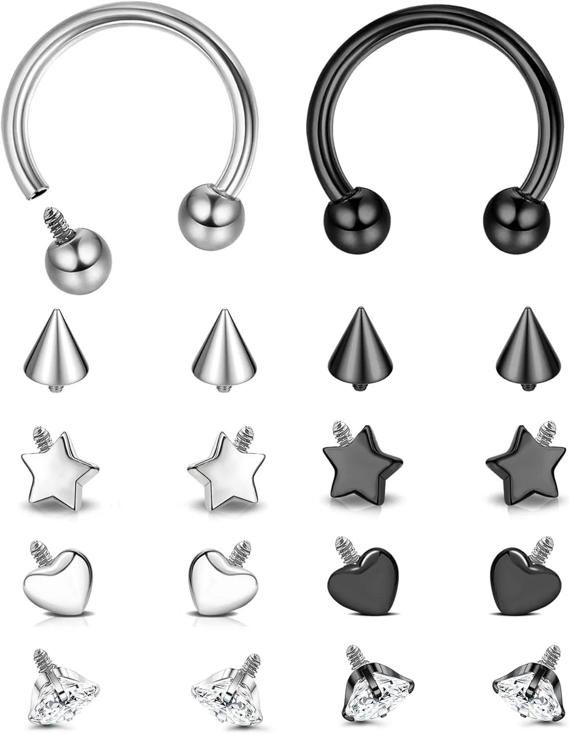Jstyle 16g Septum Rings for Women Men, Implant Grade G23 Titanium Septum Ring, Internally Threaded Horseshoe Hoop Helix Daith Cartilage Tragus Earrings, Circular Barbell Piercing Jewelry