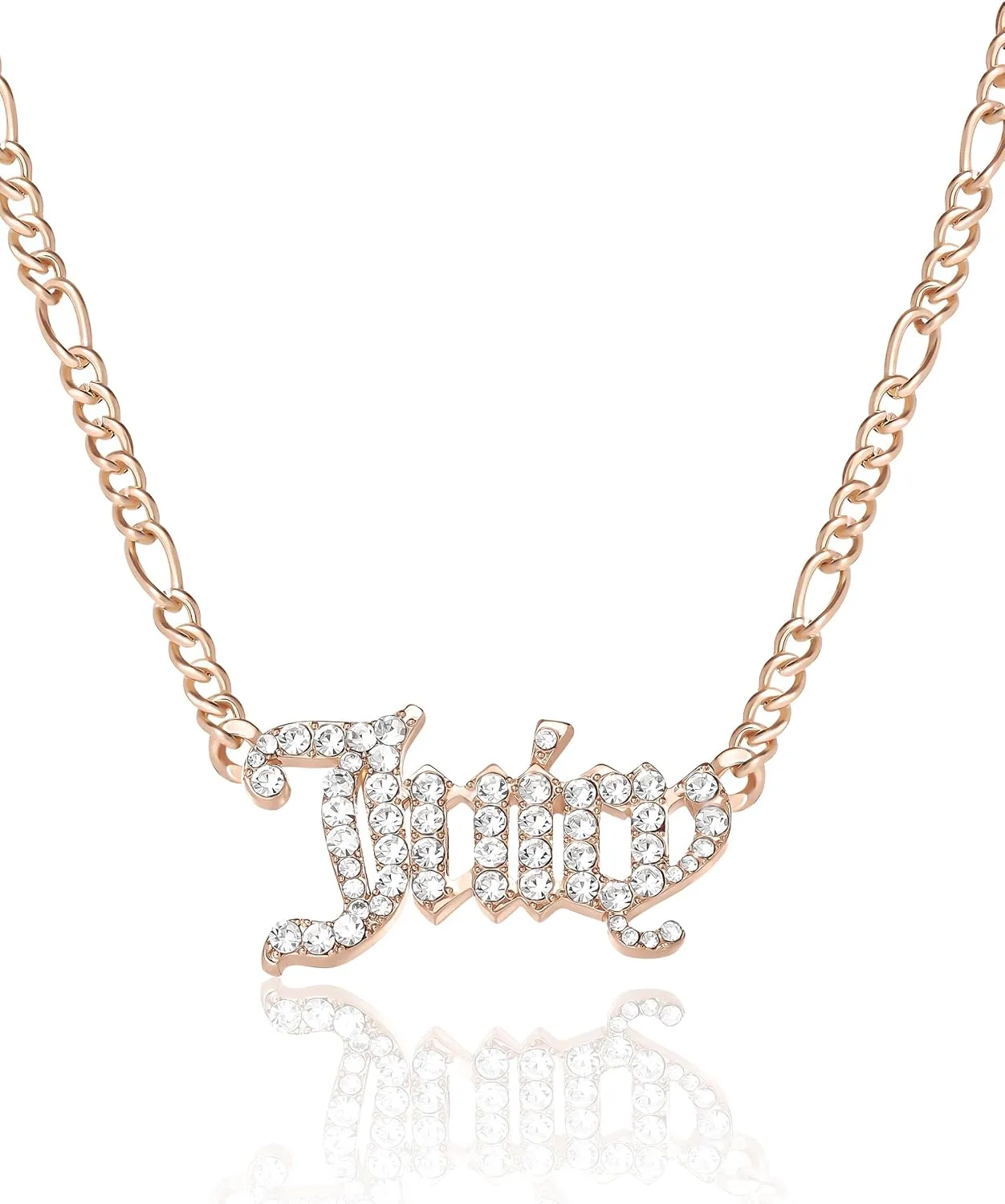 Juicy Couture Necklace for Women Gothic Logo Pendant, 16" 2" Gold-Tone Juicy Necklace with Clear Crystals