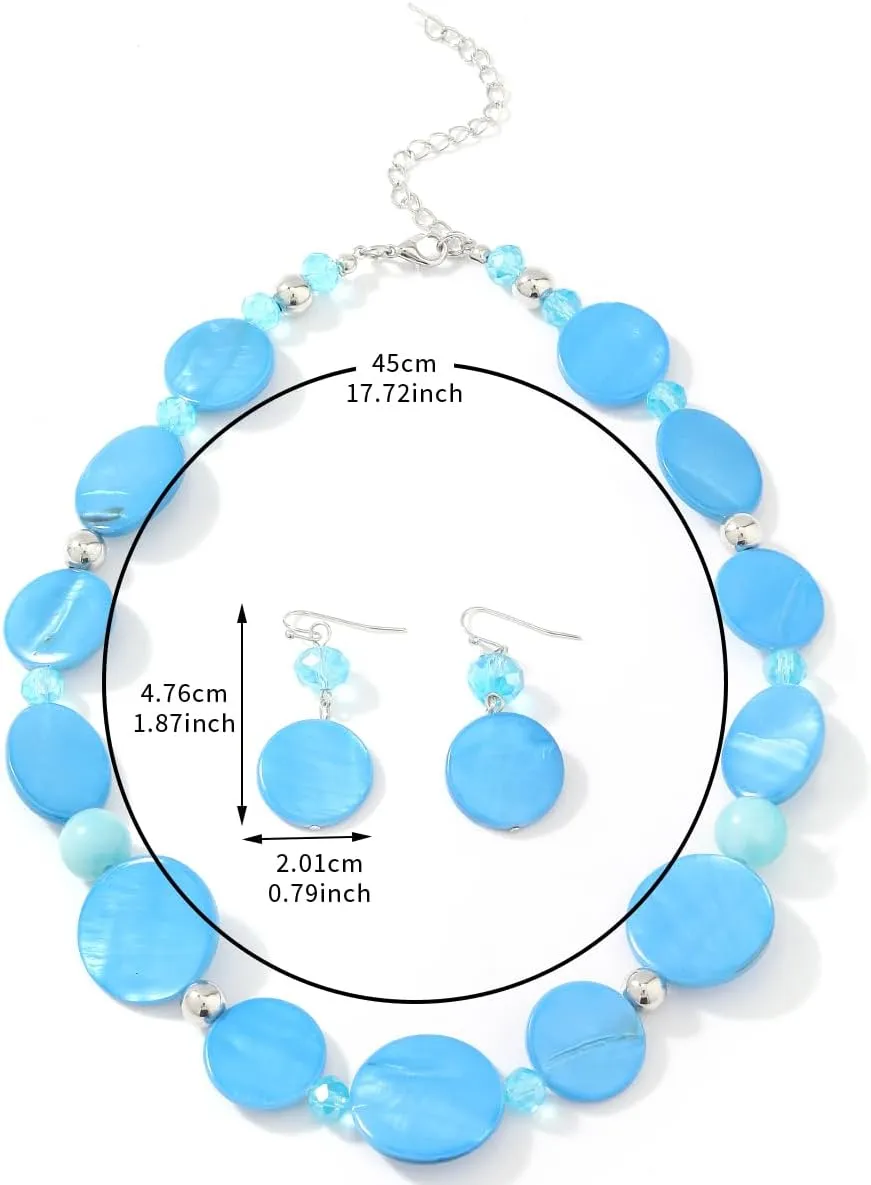 Jules D.Chunky Beads Necklace Colorful Shell Necklace Fashion Statement Necklace Set for Women Gifts