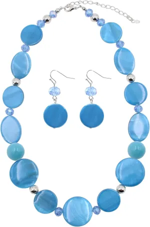 Jules D.Chunky Beads Necklace Colorful Shell Necklace Fashion Statement Necklace Set for Women Gifts