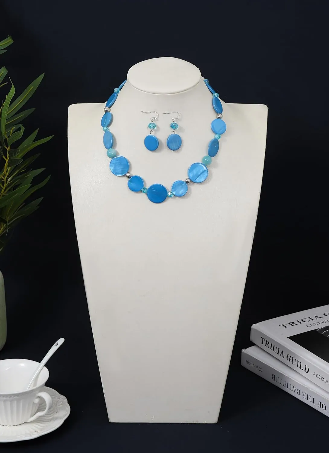 Jules D.Chunky Beads Necklace Colorful Shell Necklace Fashion Statement Necklace Set for Women Gifts