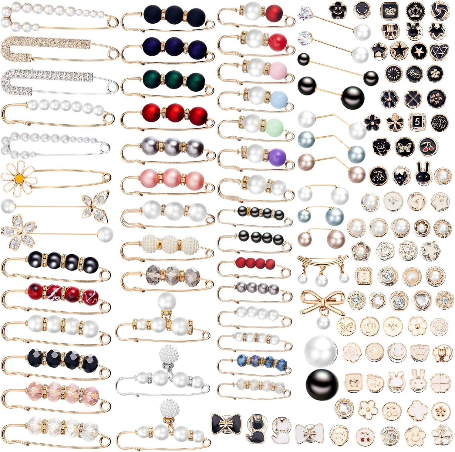 Junkin 150 Pcs Pearl Brooches & Pins for Women - Shoe Decorative Accessories