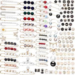 Junkin 150 Pcs Pearl Brooches & Pins for Women - Shoe Decorative Accessories