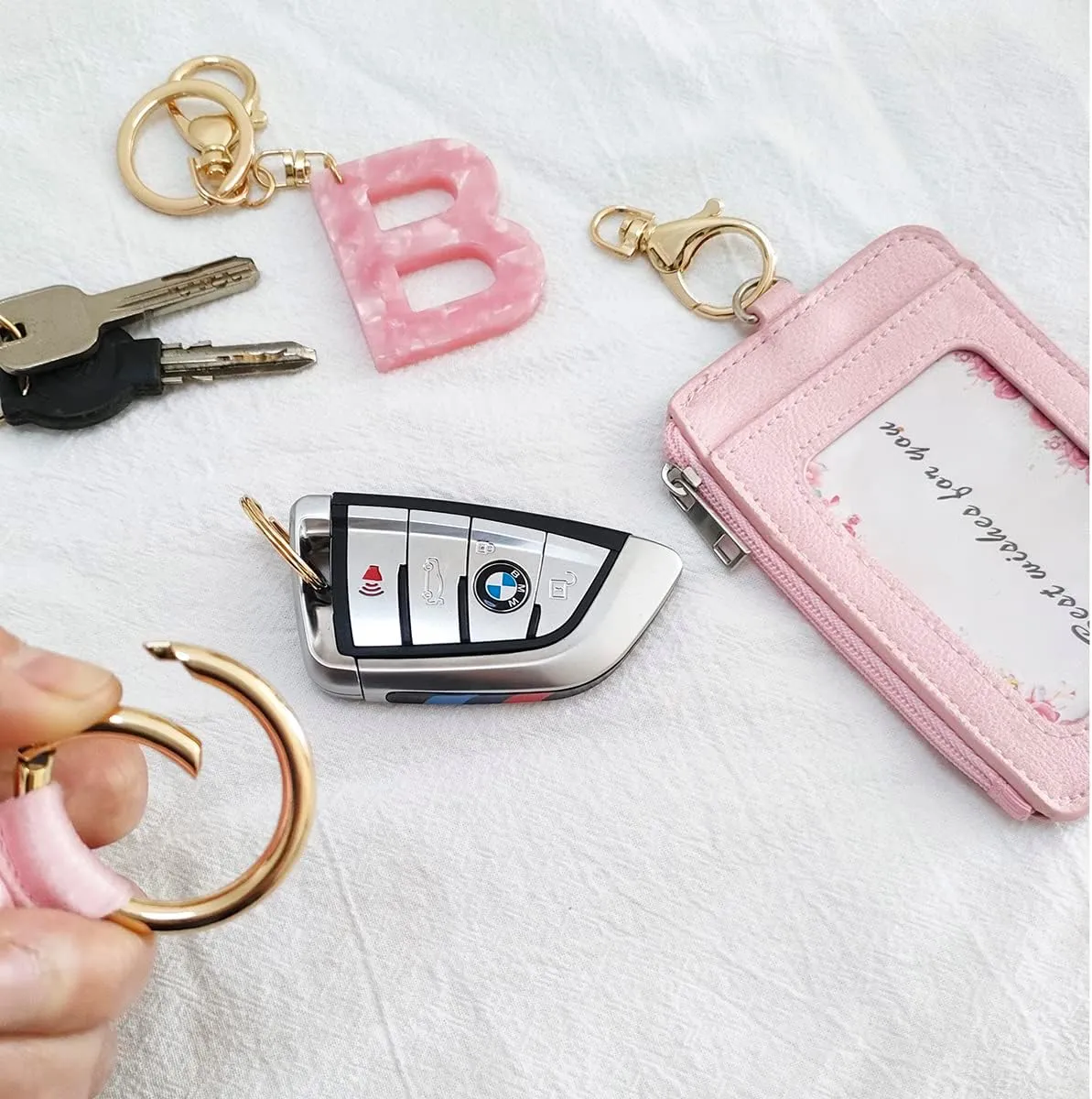 Junyuerly Wrist Strap Key Chain Elastic Scrunchie Bracelet Multifunctional Key Ring for Women