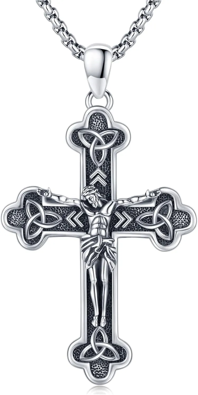 JUSTKIDSTOY 925 Sterling Silver St Michael/St Peregrine/Virgin Mary/St Francis/St Anthony/St Joseph/Baphomet Necklace for Men Women Amulet Religious Saint Medal Jewelry Gifts