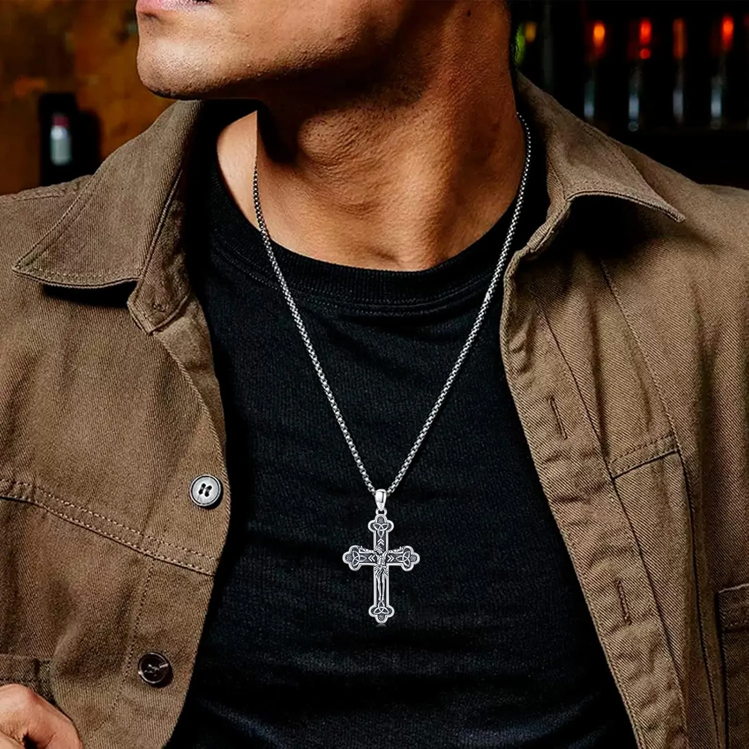 JUSTKIDSTOY 925 Sterling Silver St Michael/St Peregrine/Virgin Mary/St Francis/St Anthony/St Joseph/Baphomet Necklace for Men Women Amulet Religious Saint Medal Jewelry Gifts