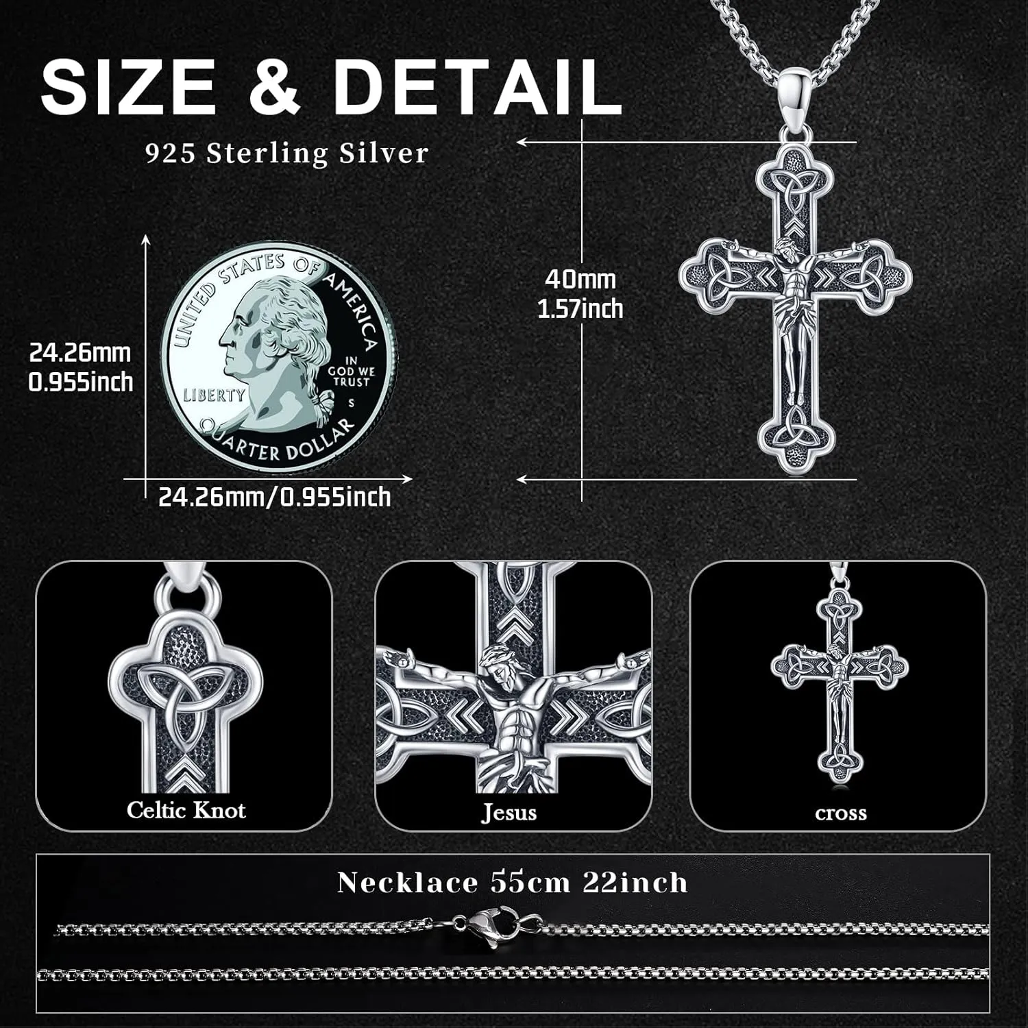 JUSTKIDSTOY 925 Sterling Silver St Michael/St Peregrine/Virgin Mary/St Francis/St Anthony/St Joseph/Baphomet Necklace for Men Women Amulet Religious Saint Medal Jewelry Gifts