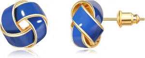 Knot Enamel 18K Gold plated Stud Earrings for Women | 925 Sterling Silver Posts |