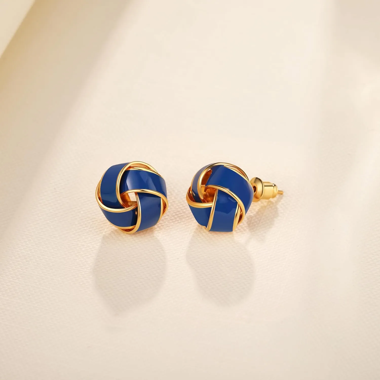 Knot Enamel 18K Gold plated Stud Earrings for Women | 925 Sterling Silver Posts |