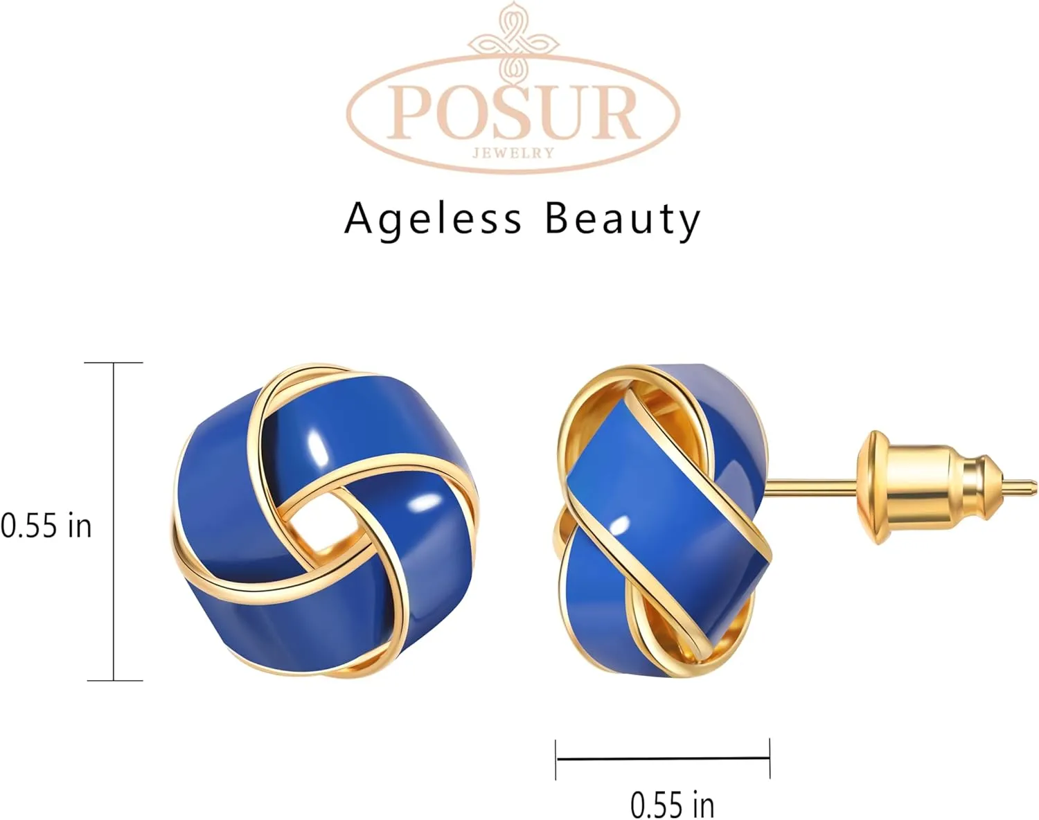 Knot Enamel 18K Gold plated Stud Earrings for Women | 925 Sterling Silver Posts |