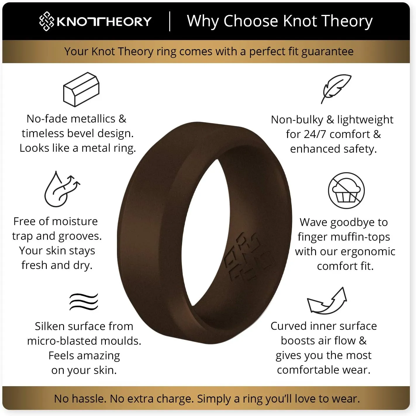 Knot Theory Silicone Wedding Ring Band for Men Women: Superior Non Bulky Rubber Rings - Premium Quality, Style, Comfort - Ideal Bands for Gym, Work, Hunting, Sports, and Travels