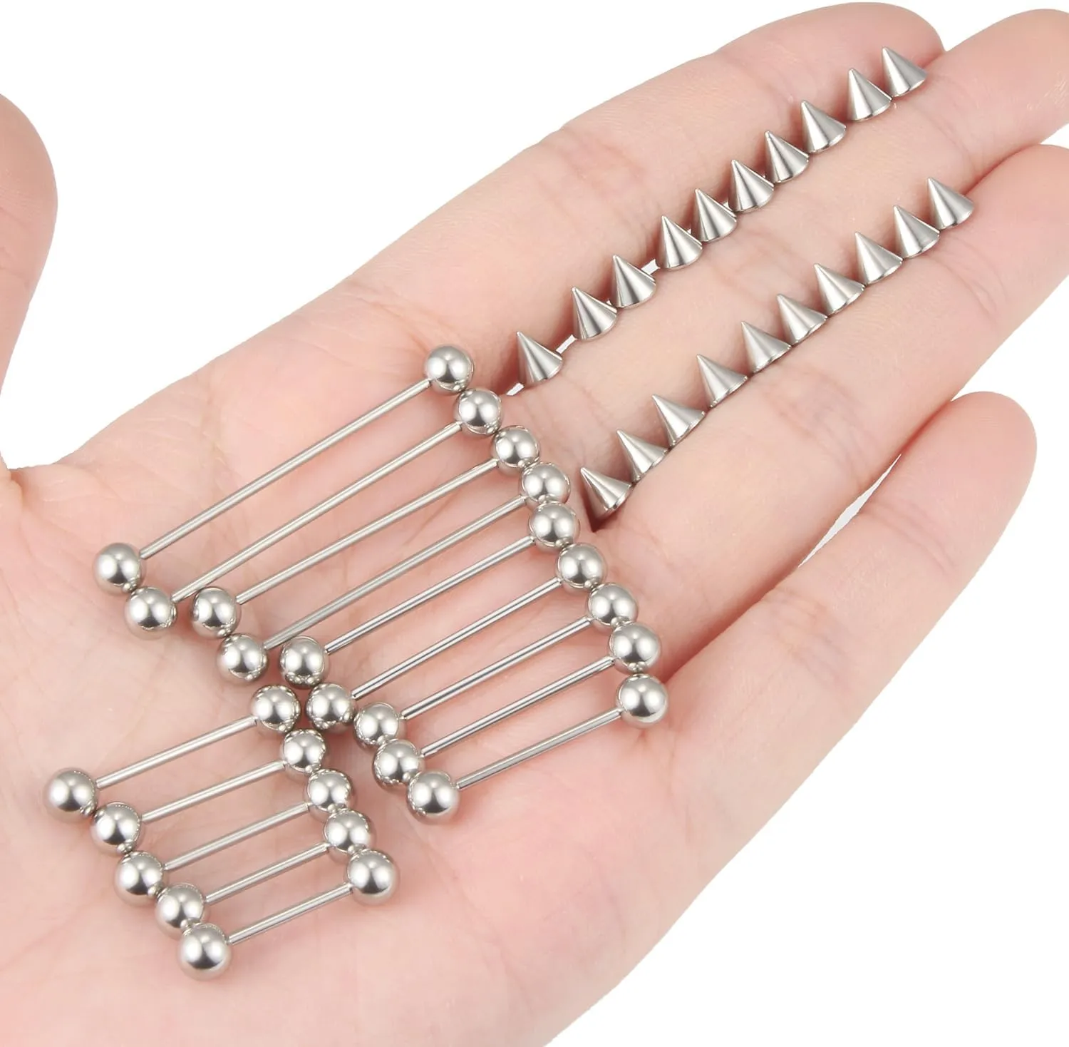 Kridzisw 14G 16G Long Tongue Rings Nipple Piercing Jewelry Surgical Steel Tongue Barbell Body Piercing Jewelry Bars Length 12mm 14mm 16mm 19mm 22mm 28mm 32mm