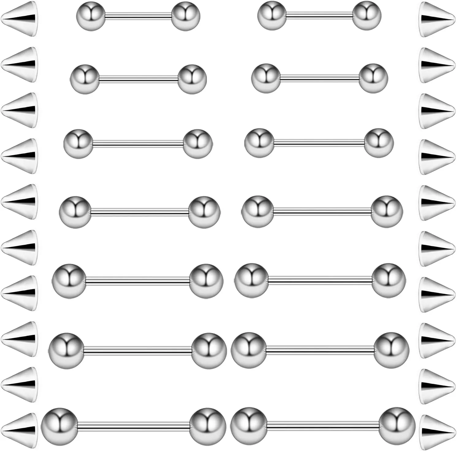 Kridzisw 14G 16G Long Tongue Rings Nipple Piercing Jewelry Surgical Steel Tongue Barbell Body Piercing Jewelry Bars Length 12mm 14mm 16mm 19mm 22mm 28mm 32mm