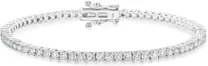 KRKC&CO Lab-Grown Moissanite Tennis Bracelet: 2.2-13.8 ct.tw, D Color VVS1, 925 Sterling Silver 14K Golden Plated, Hypoallergenic, Luxury Gift for Women Birthday, Mother's Day, Everyday Jewelry