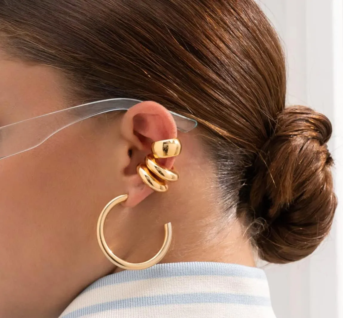 Kute Accessories- Ear cuff unit (two sizes) 24k gold plated. No holes - no piercing. Gold, silver, rose gold. Ear wrap. No tarnish. Gift for her