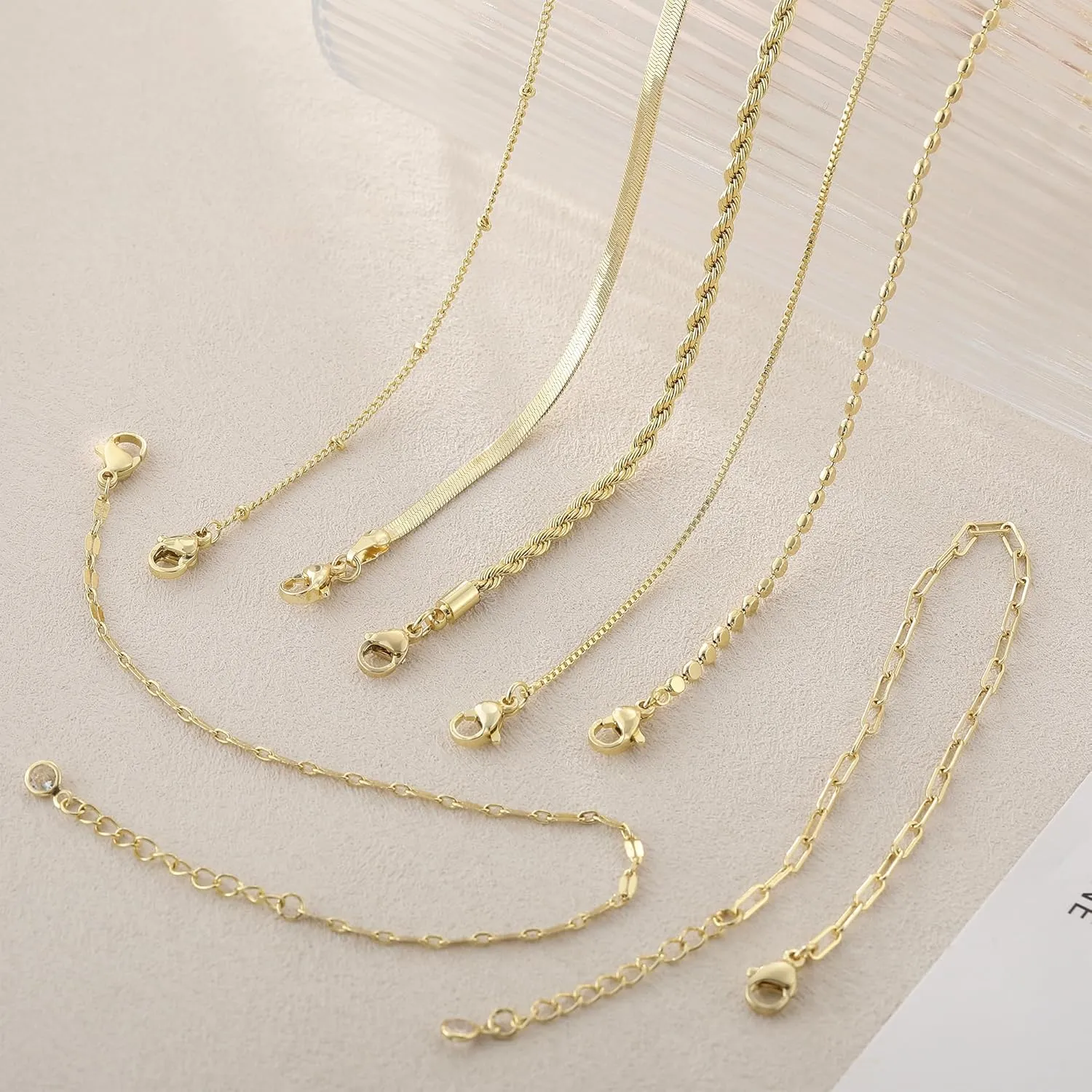 Kyerlyn Gold Bracelets for Women Waterproof, 14K Real Gold Jewelry Sets for Women Trendy Dainty Stackable Cuban Link Paperclip Chain Bracelet Pack Fashion Accessories Gifts