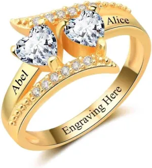 Lam Hub Fong Gifts for Mom Mothers Day Gifts Mothers Ring Personalized 2 Birthstones for Women Custom 2 Names Promise Rings for Her Mothers Day Ring for Grandmother Wife