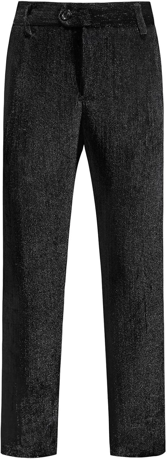 Lamgool Boys Velvet Suit 2 Piece Slim Fit Tuxedo Formal Outfit with Blazer Jacket Pant for Kids Wedding Ring Bearer Size 6-20