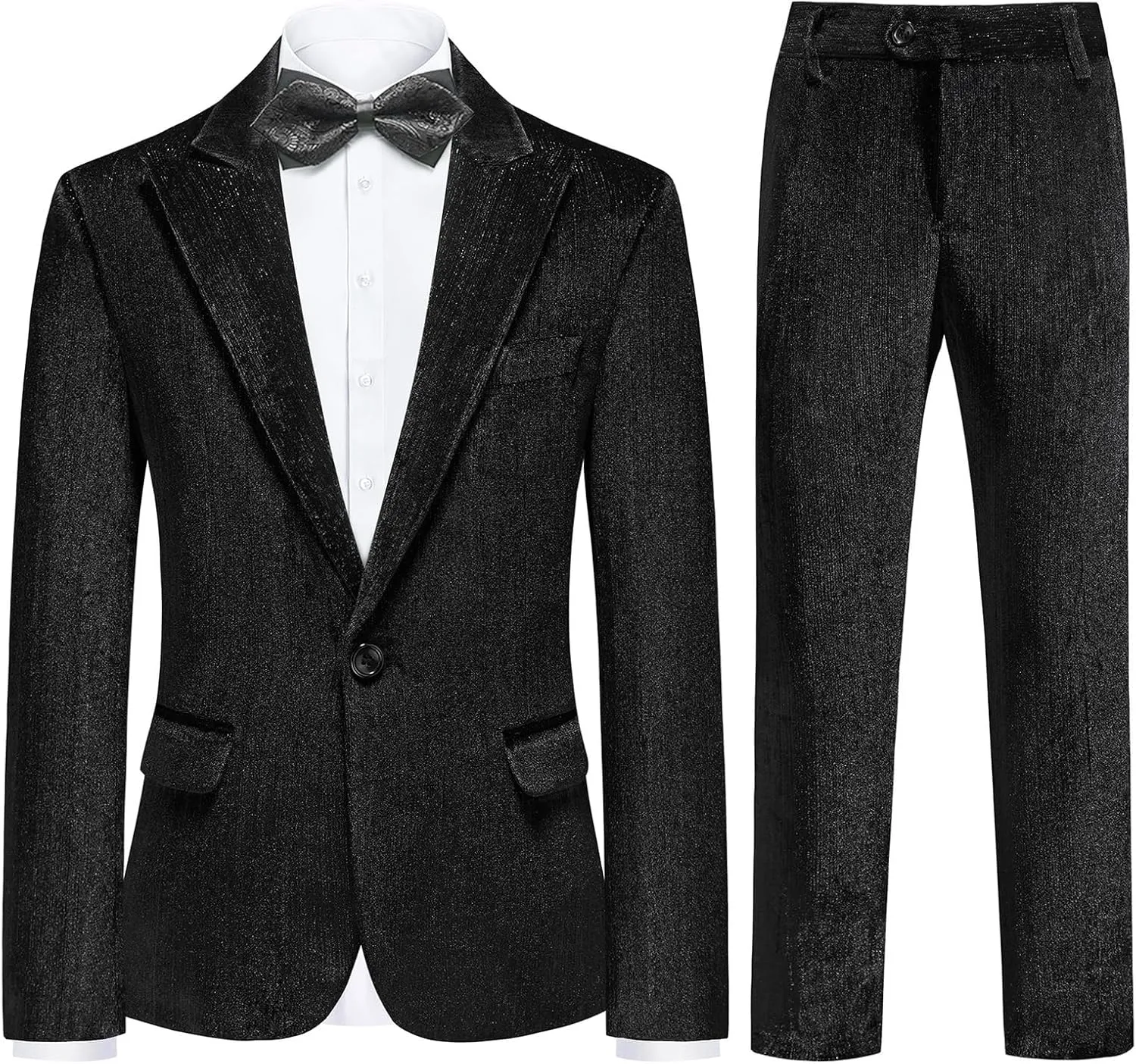 Lamgool Boys Velvet Suit 2 Piece Slim Fit Tuxedo Formal Outfit with Blazer Jacket Pant for Kids Wedding Ring Bearer Size 6-20