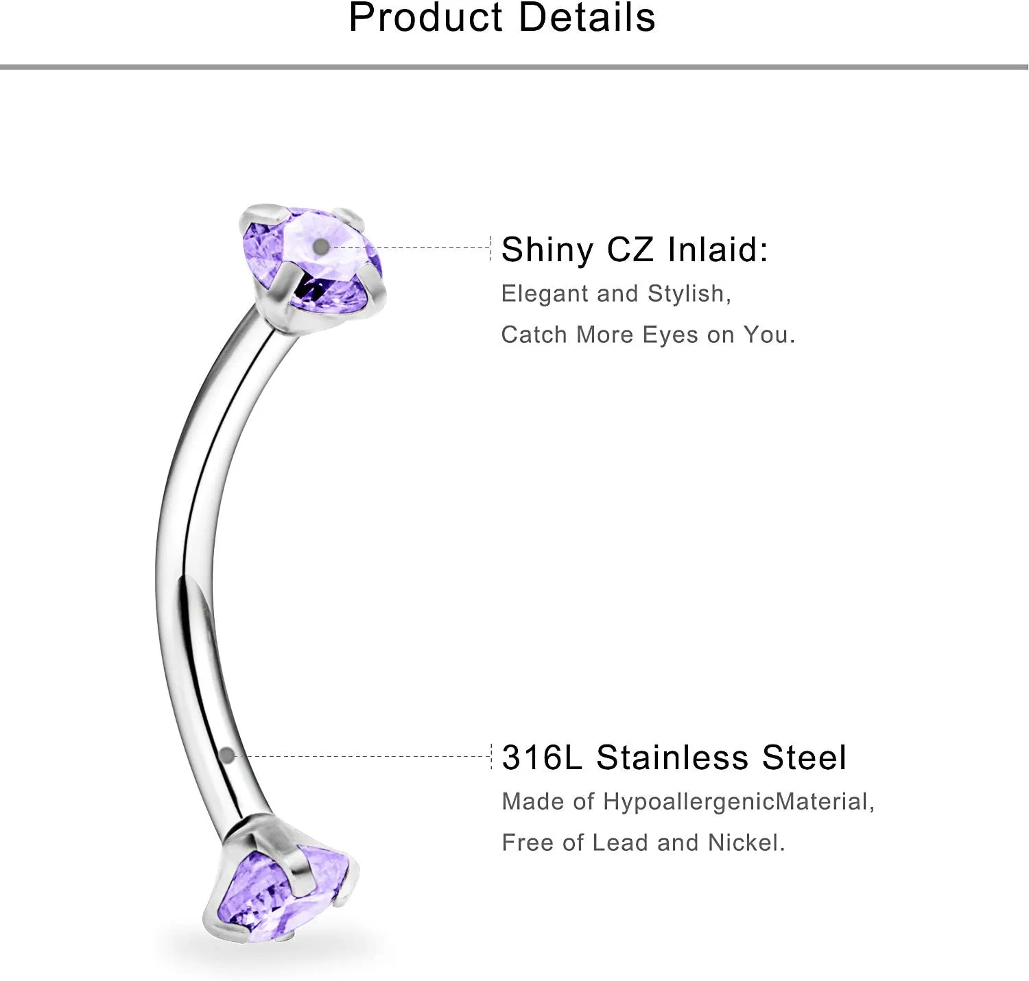 Lcolyoli 12-18 Pcs 16G Surgical Steel Eyebrow Piercing Rings Colorful Diamond CZ Curved Barbell Rook Daith Piercing Body Jewelry for Women Men