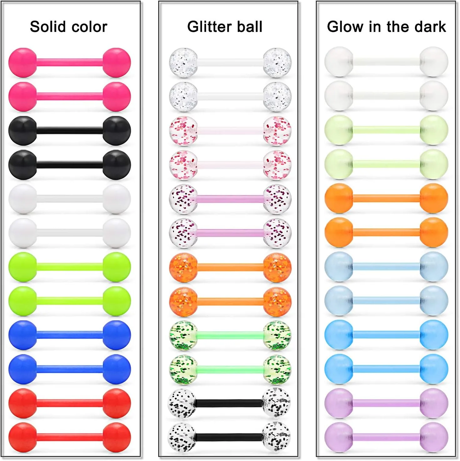 Lcolyoli Glow in The Dark Nipple Rings Plastic & Surgical Steel Nipple Piercing Jewelry 14G Nipplering Tongue Barbell Retainer for Women Men