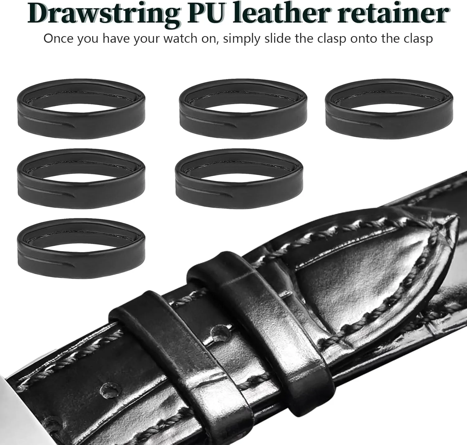 Leather Watch Band Holder, 6-Pack Dark Brown Loop Replacement Watch Band Keeper Compatible with Quartz & Smart Watches