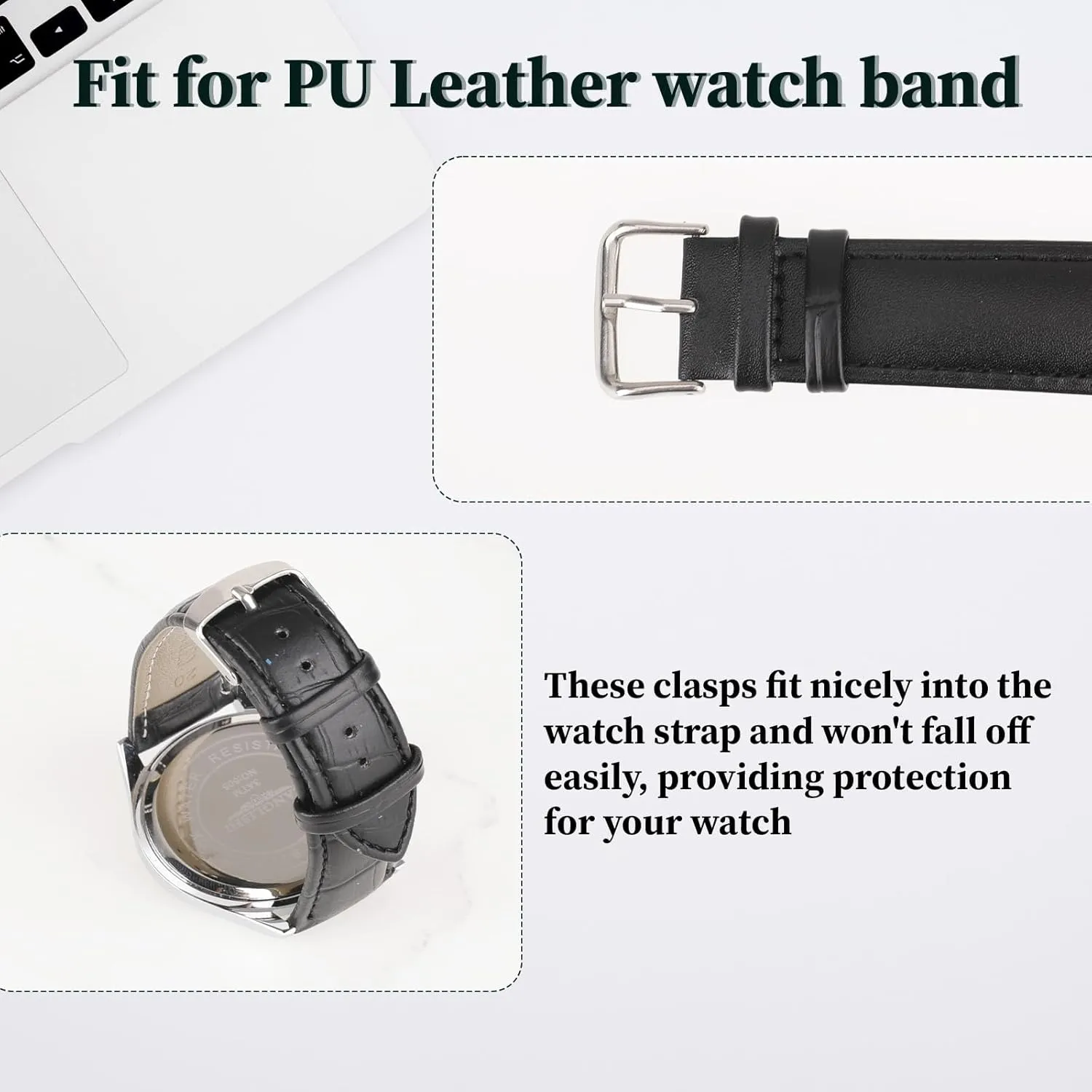 Leather Watch Band Holder, 6-Pack Dark Brown Loop Replacement Watch Band Keeper Compatible with Quartz & Smart Watches