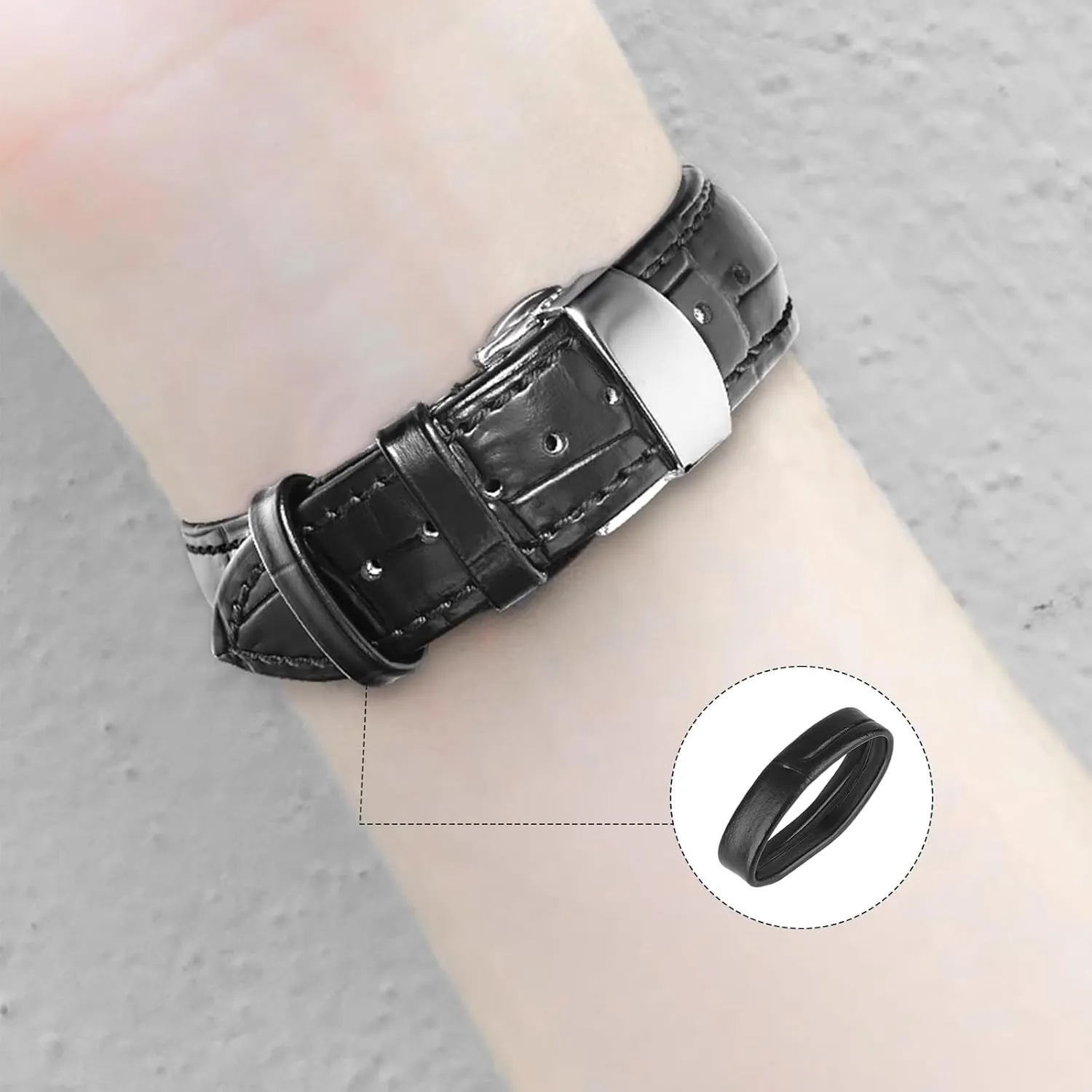 Leather Watch Band Holder, 6-Pack Dark Brown Loop Replacement Watch Band Keeper Compatible with Quartz & Smart Watches