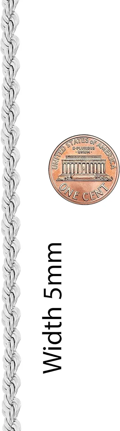 LIFETIME JEWELRY 5mm White Gold Chain for Men & Women 24k Real Gold Plated Diamond Cut Gold Rope Chain for Men & Gold Chain Necklace Women 16 to 36 Inch