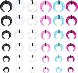 LOLIAS 16G-6G Septum Pincher Tapers Rings Acrylic Stainless Steel Internally Threaded Spike Horseshoe Barbells Septum Pincher Nose Ear Cartilage Stretching Kit for Women Men
