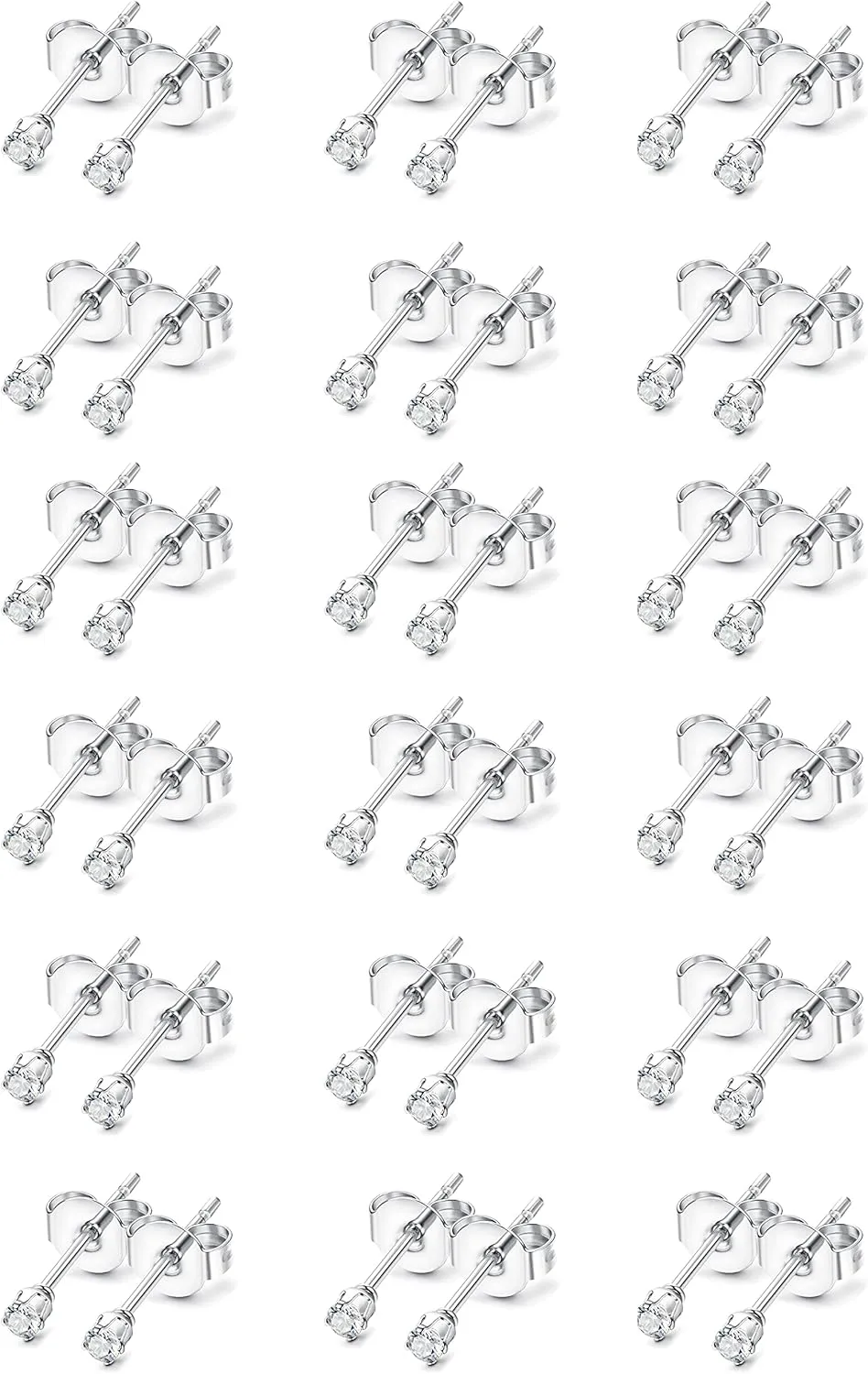 LOLIAS 18-24 Pairs Tiny Stud Earrings Small Stainless Steel Cartlidge Ear Studs Set for Multiple Piercing Hypoallergenic 2MM CZ Earrings for Men Women Mini Round Ball Earrings 20G