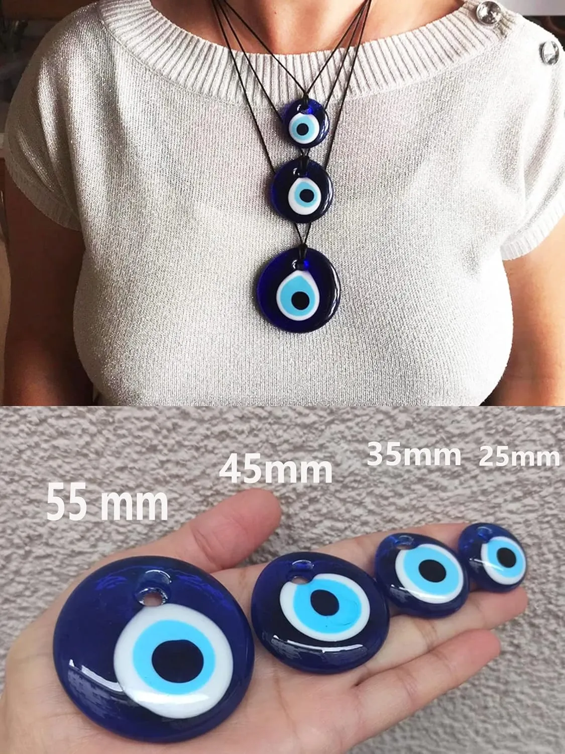 Long tiantian Evil Eye Necklace for Women Men Protection Necklaces Leather Rope Glass Evil Eye Pendant Neckaces Inspirational Jewelry for Women Trendy Lucky Amulet Necklace Gifts for Friends