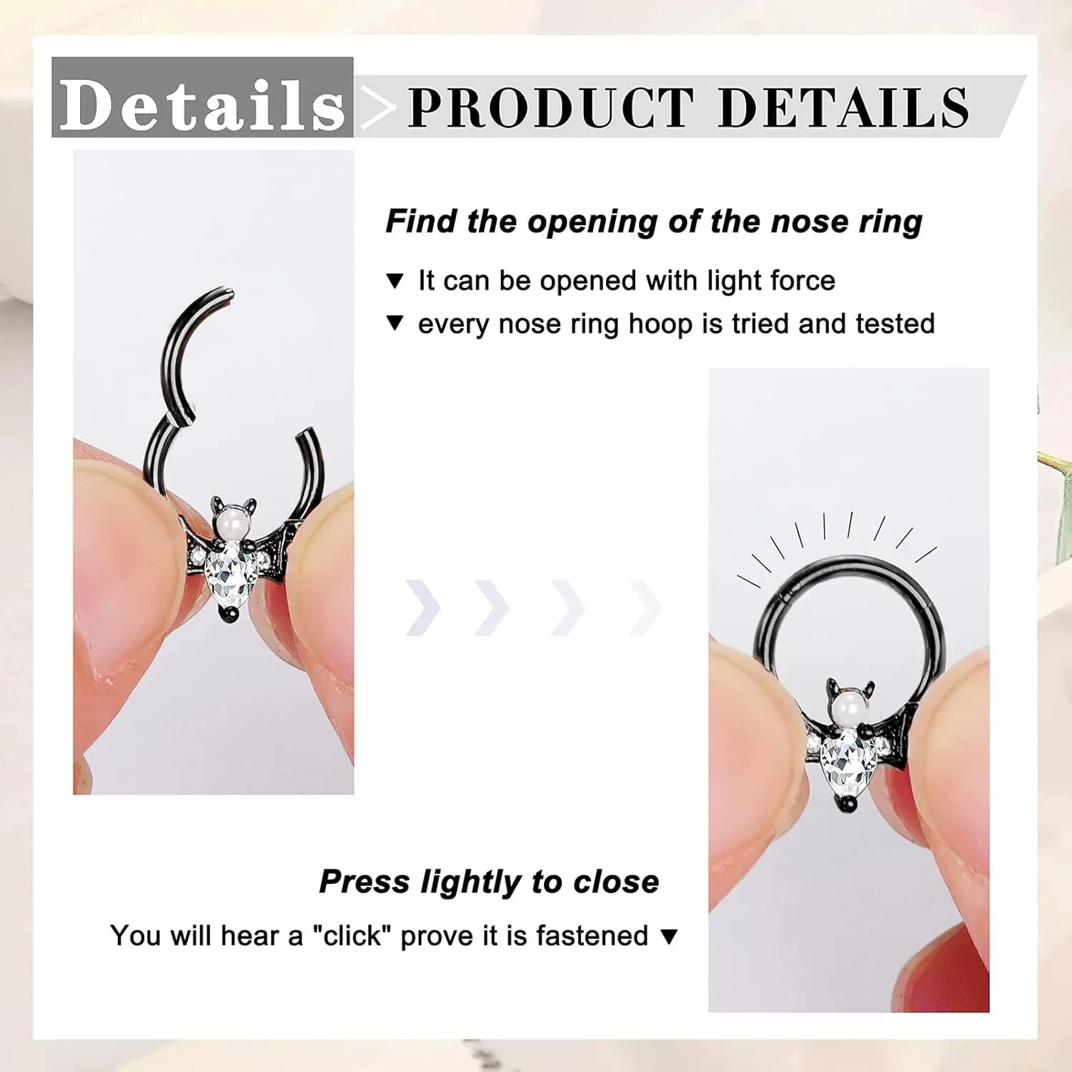 Longbeauty 16G Septum Clicker Nose Rings Hoops Helix Rook Conch Cartilage Daith Tragus Earrings Lobe Nose Piercing Jewelry for Women Men