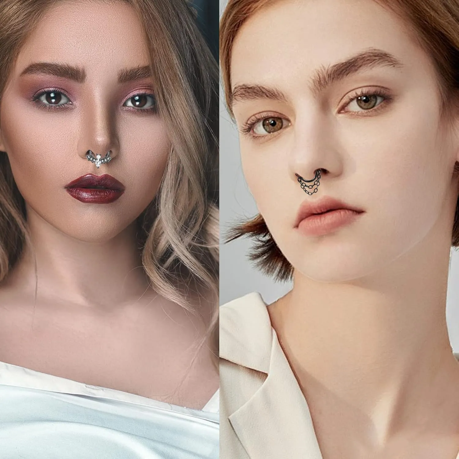 Longbeauty 16G Septum Clicker Nose Rings Hoops Helix Rook Conch Cartilage Daith Tragus Earrings Lobe Nose Piercing Jewelry for Women Men