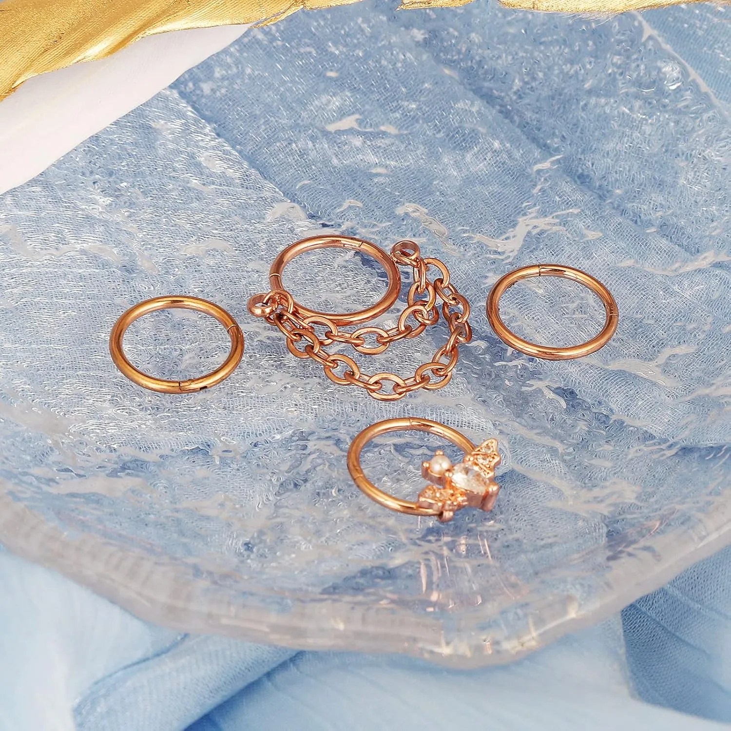 Longbeauty 16G Septum Clicker Nose Rings Hoops Helix Rook Conch Cartilage Daith Tragus Earrings Lobe Nose Piercing Jewelry for Women Men