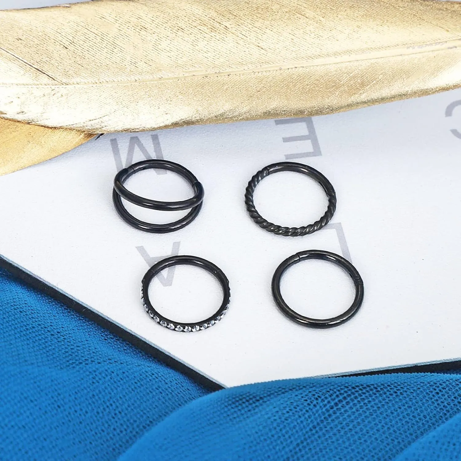 Longbeauty 16G Septum Clicker Nose Rings Hoops Helix Rook Conch Cartilage Daith Tragus Earrings Lobe Nose Piercing Jewelry for Women Men