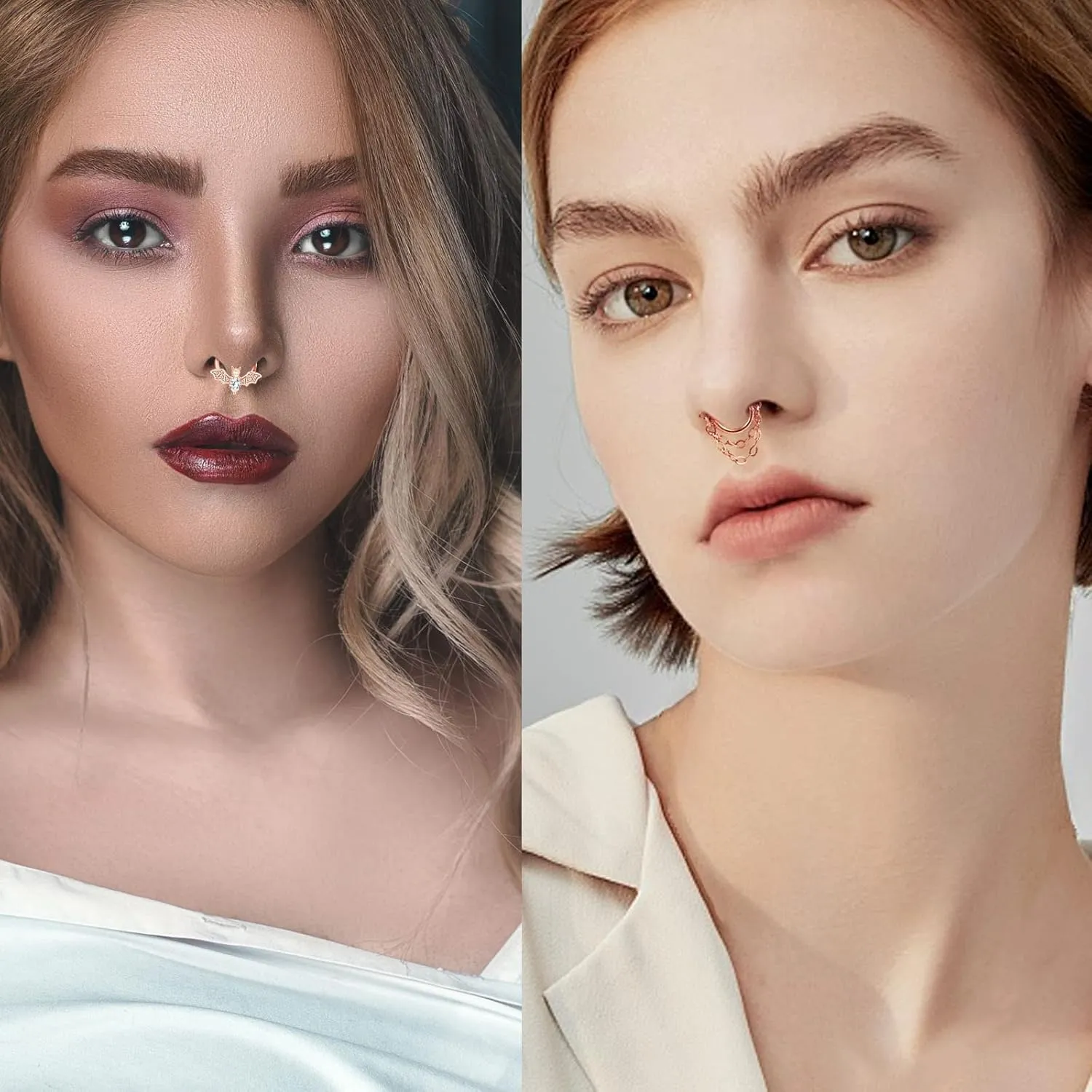 Longbeauty 16G Septum Clicker Nose Rings Hoops Helix Rook Conch Cartilage Daith Tragus Earrings Lobe Nose Piercing Jewelry for Women Men