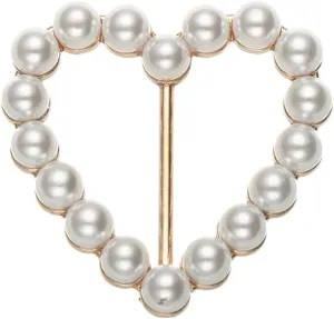 Love Heart Scarf Ring Clip T-shirt Tie Clips for Women Pearl Heart Scarf Ring Buckle Shawl Clip Clothing Wrap Holder Scarf Shawl Tie Buckle for Decoration Accessories