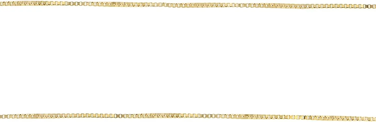 Lucchetta - Italian Venetian Box Chain in real 14 karat Yellow Gold, Diamond-cut effect, 16 2 Inch 0.65mm Chains for Women Girls - Authentic Fine Jewelry