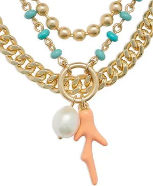 Lucky Brand Summer Sealife Statement Layer Necklace, Gold, One Size
