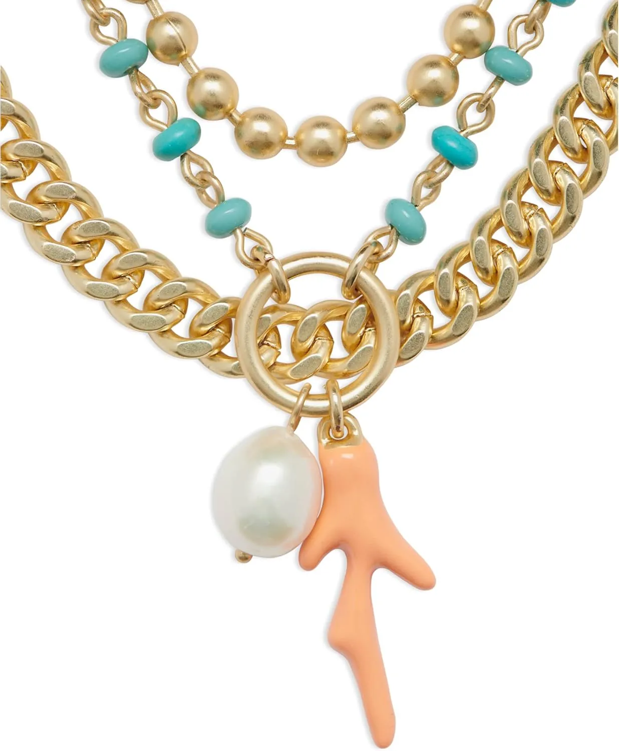 Lucky Brand Summer Sealife Statement Layer Necklace, Gold, One Size