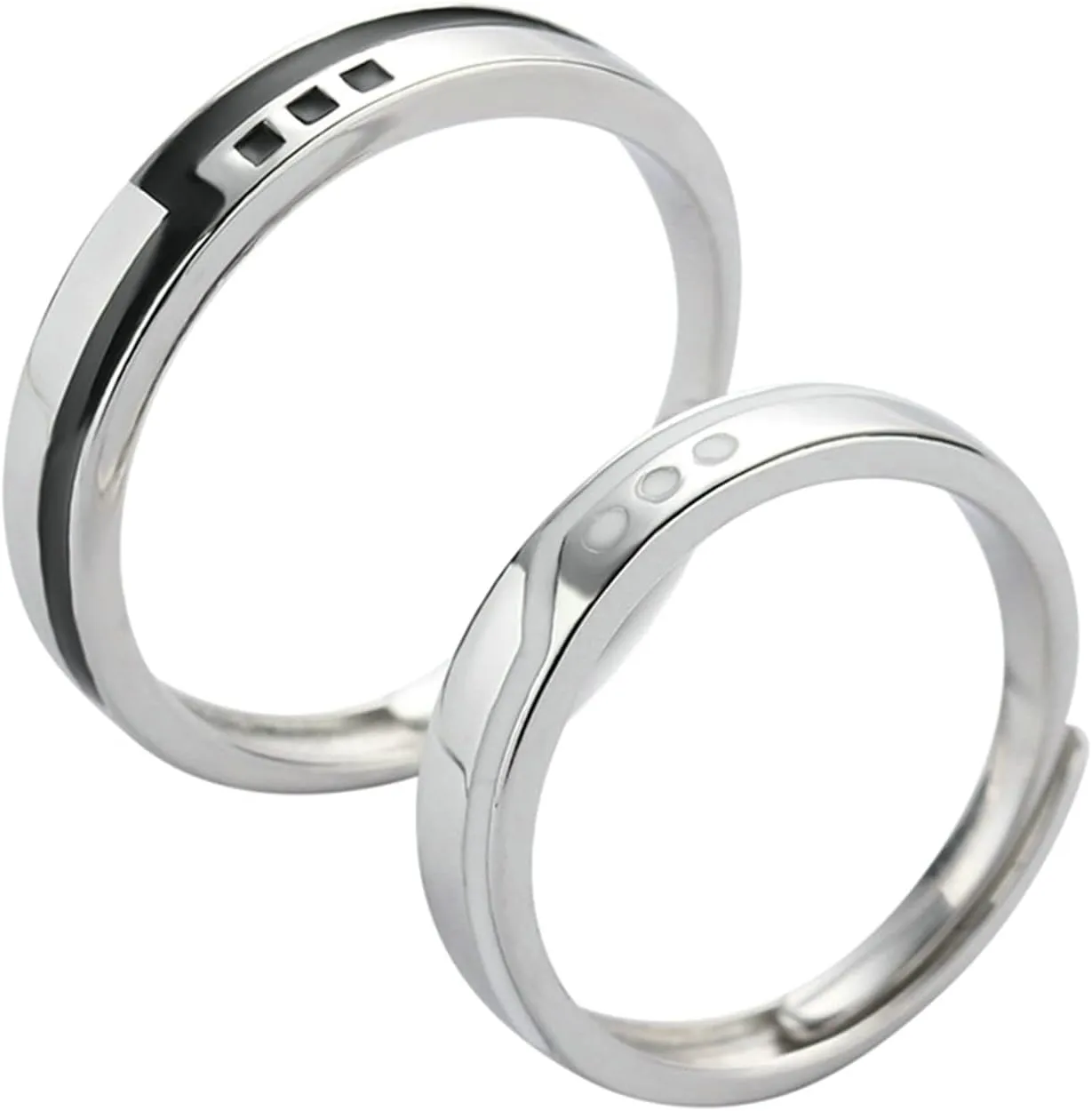 Matching Engagement Rings for Couples, Charm Sterling Silver Rings Black Platform of Love Pattern Ring